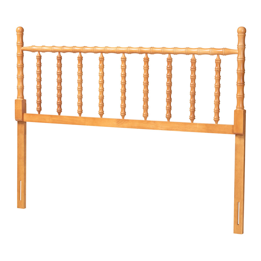 Baxton Studio Baxton Studio Edaline Solid Rubberwood Spindle Headboard Boho Coastal Queen Bedroom MG9822-NT Oak-Queen-Headboard