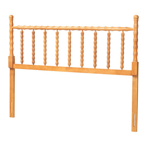 Baxton Studio Baxton Studio Edaline Solid Rubberwood Spindle Headboard Boho Coastal Queen Bedroom MG9822-NT Oak-Queen-Headboard