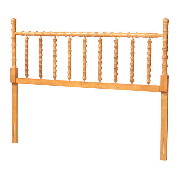 Baxton Studio Baxton Studio Edaline Solid Rubberwood Spindle Headboard Boho Coastal Queen Bedroom MG9822-NT Oak-Queen-Headboard
