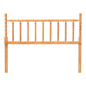 Baxton Studio Edaline Solid Rubberwood Spindle Headboard Boho Coastal Queen Bedroom