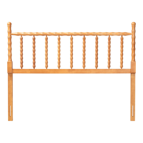 Baxton Studio Edaline Solid Rubberwood Spindle Headboard Boho Coastal Queen Bedroom