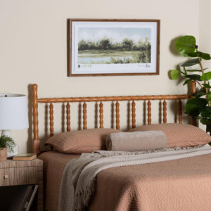 Baxton Studio Edaline Solid Rubberwood Spindle Headboard Boho Coastal Queen Bedroom