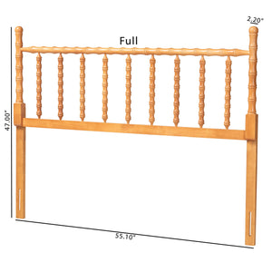 Baxton Studio Edaline Solid Rubberwood Spindle Headboard Boho Coastal Queen Bedroom