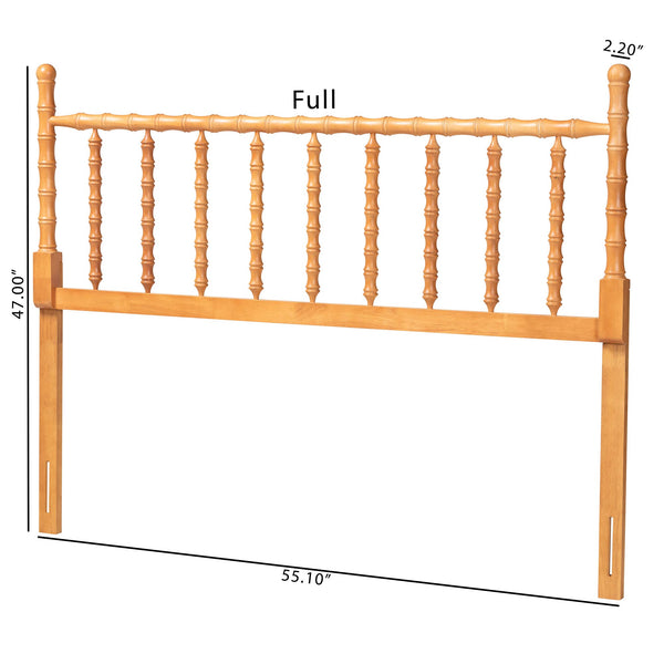 Baxton Studio Edaline Solid Rubberwood Spindle Headboard Boho Coastal Queen Bedroom