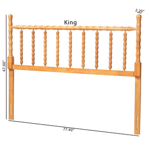 Baxton Studio Edaline Solid Rubberwood Spindle Headboard Boho Coastal Queen Bedroom