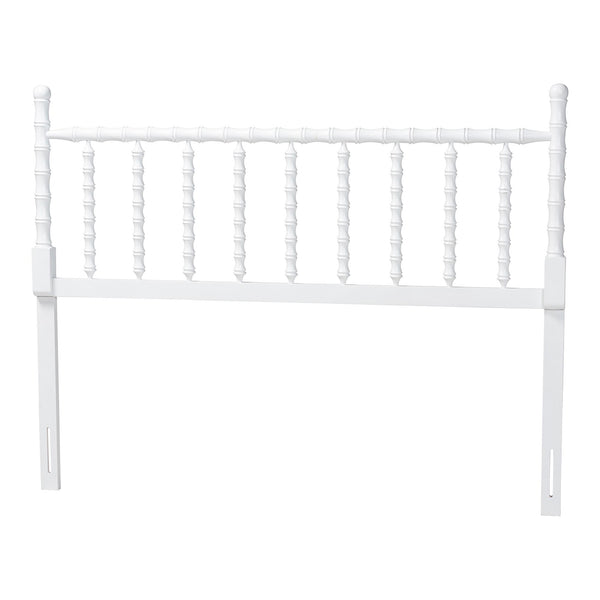 Baxton Studio Baxton Studio Edaline Rubberwood Spindle Queen Headboard Boho Coastal Bedroom Accent MG9822-White-Queen-Headboard