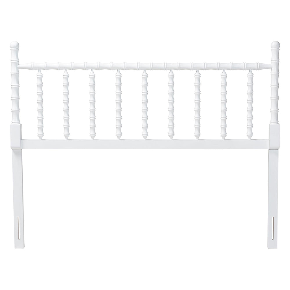 Baxton Studio Baxton Studio Edaline Rubberwood Spindle Queen Headboard Boho Coastal Bedroom Accent MG9822-White-Queen-Headboard