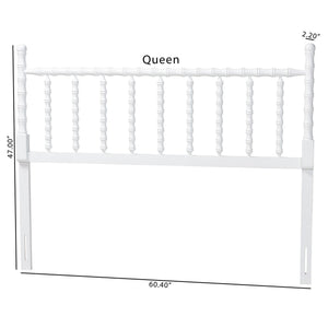 Baxton Studio Edaline Rubberwood Spindle Queen Headboard Boho Coastal Bedroom Accent