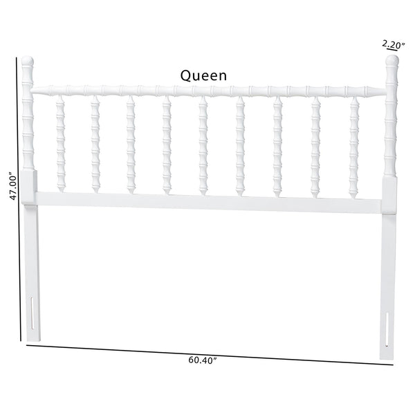Baxton Studio Edaline Rubberwood Spindle Queen Headboard Boho Coastal Bedroom Accent