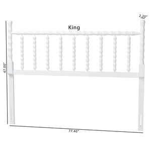 Baxton Studio Edaline Rubberwood Spindle Queen Headboard Boho Coastal Bedroom Accent