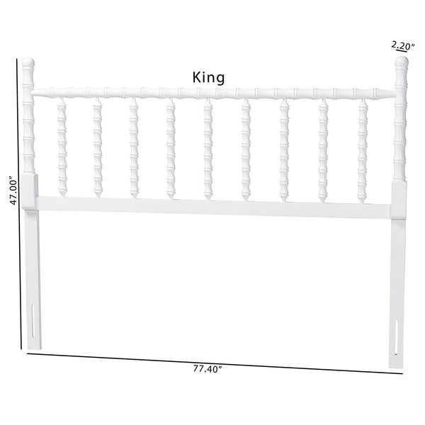 Baxton Studio Edaline Rubberwood Spindle Queen Headboard Boho Coastal Bedroom Accent
