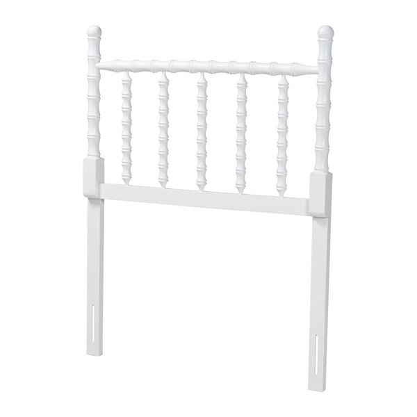 Baxton Studio Baxton Studio Edaline Solid Wood Spindle Headboard Bohemian Bedroom Bamboo Panel MG9822-White-Twin-Headboard
