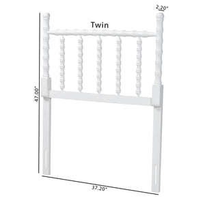 Baxton Studio Baxton Studio Edaline Solid Wood Spindle Headboard Bohemian Bedroom Bamboo Panel MG9822-White-Twin-Headboard