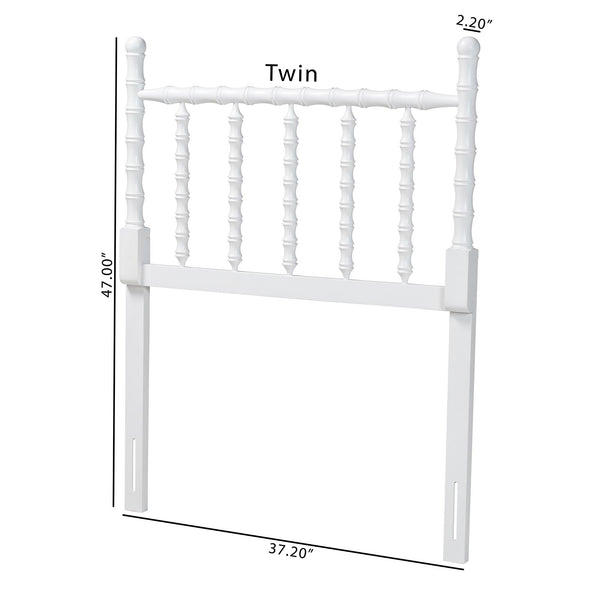 Baxton Studio Baxton Studio Edaline Solid Wood Spindle Headboard Bohemian Bedroom Bamboo Panel MG9822-White-Twin-Headboard