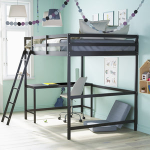 English Elm Riley Loft Bed Frame with Integrated Desk, Stylish Space-Saving Design for Kids and Teens' Rooms Espresso Full MH-LBD5-ESP-F-GG