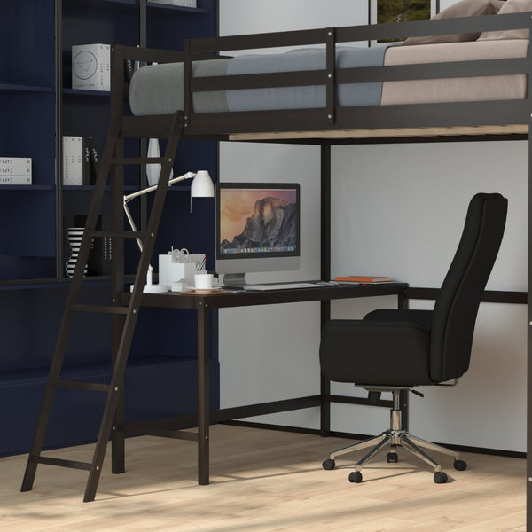 English Elm Riley Loft Bed Frame with Integrated Desk, Stylish Space-Saving Design for Kids and Teens' Rooms Espresso Full MH-LBD5-ESP-F-GG