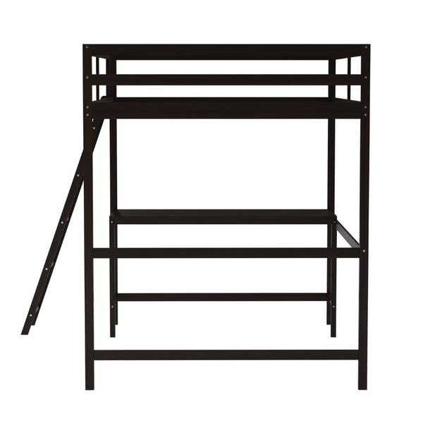 English Elm Riley Loft Bed Frame with Integrated Desk, Stylish Space-Saving Design for Kids and Teens' Rooms Espresso Full MH-LBD5-ESP-F-GG