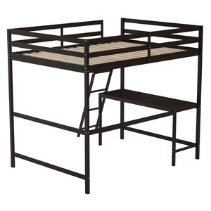 English Elm Riley Loft Bed Frame with Integrated Desk, Stylish Space-Saving Design for Kids and Teens' Rooms Espresso Full MH-LBD5-ESP-F-GG