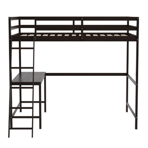 English Elm Riley Loft Bed Frame with Integrated Desk, Stylish Space-Saving Design for Kids and Teens' Rooms Espresso Full MH-LBD5-ESP-F-GG