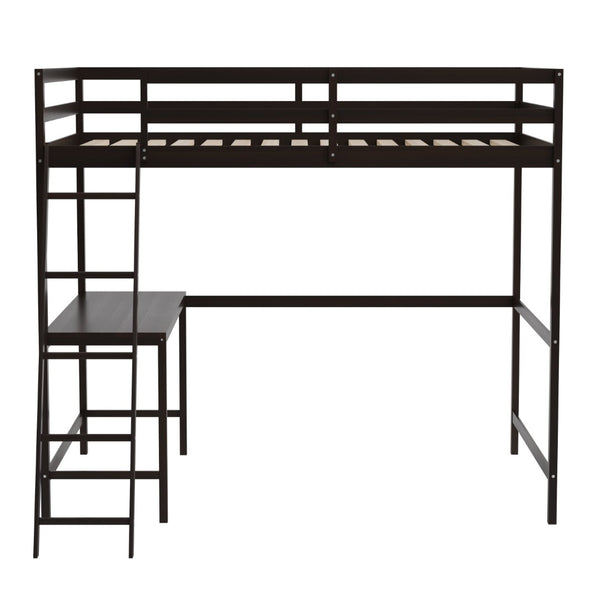 English Elm Riley Loft Bed Frame with Integrated Desk, Stylish Space-Saving Design for Kids and Teens' Rooms Espresso Full MH-LBD5-ESP-F-GG