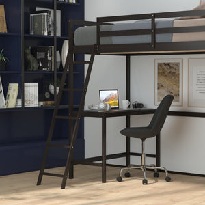 English Elm Riley Loft Bed Frame with Integrated Desk, Stylish Space-Saving Design for Kids and Teens' Rooms Espresso Twin MH-LBD5-ESP-T-GG