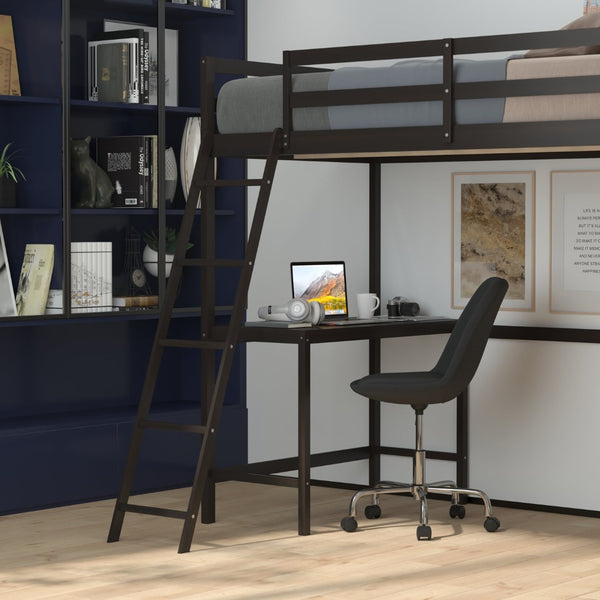 English Elm Riley Loft Bed Frame with Integrated Desk, Stylish Space-Saving Design for Kids and Teens' Rooms Espresso Twin MH-LBD5-ESP-T-GG