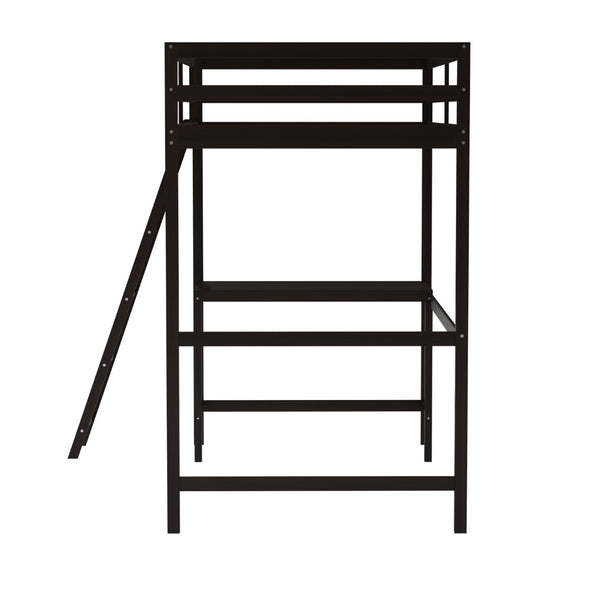 English Elm Riley Loft Bed Frame with Integrated Desk, Stylish Space-Saving Design for Kids and Teens' Rooms Espresso Twin MH-LBD5-ESP-T-GG