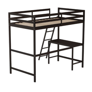 English Elm Riley Loft Bed Frame with Integrated Desk, Stylish Space-Saving Design for Kids and Teens' Rooms Espresso Twin MH-LBD5-ESP-T-GG