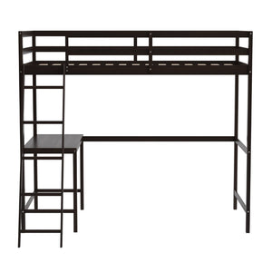 English Elm Riley Loft Bed Frame with Integrated Desk, Stylish Space-Saving Design for Kids and Teens' Rooms Espresso Twin MH-LBD5-ESP-T-GG
