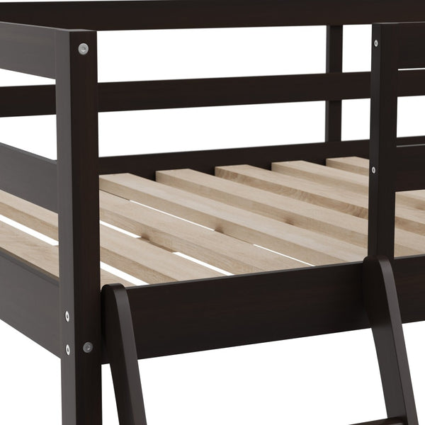 English Elm Riley Loft Bed Frame with Integrated Desk, Stylish Space-Saving Design for Kids and Teens' Rooms Espresso Twin MH-LBD5-ESP-T-GG