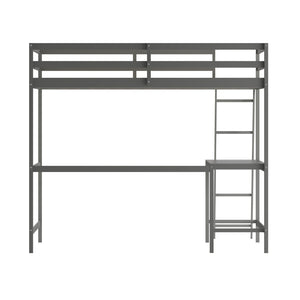 English Elm Riley Loft Bed Frame with Integrated Desk, Stylish Space-Saving Design for Kids and Teens' Rooms Light Gray Full MH-LBD5-LGY-F-GG