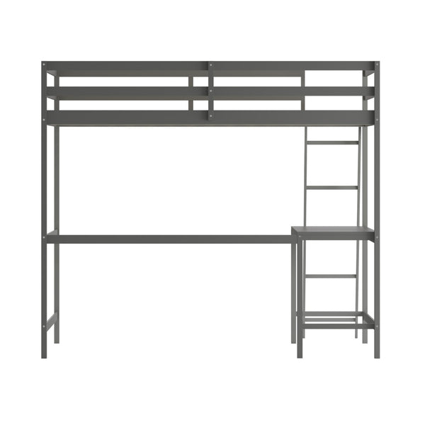 English Elm Riley Loft Bed Frame with Integrated Desk, Stylish Space-Saving Design for Kids and Teens' Rooms Light Gray Full MH-LBD5-LGY-F-GG