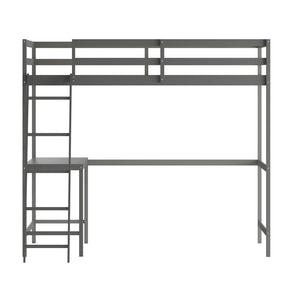 English Elm Riley Loft Bed Frame with Integrated Desk, Stylish Space-Saving Design for Kids and Teens' Rooms Light Gray Full MH-LBD5-LGY-F-GG