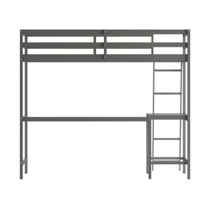 English Elm Riley Loft Bed Frame with Integrated Desk, Stylish Space-Saving Design for Kids and Teens' Rooms Light Gray Twin MH-LBD5-LGY-T-GG