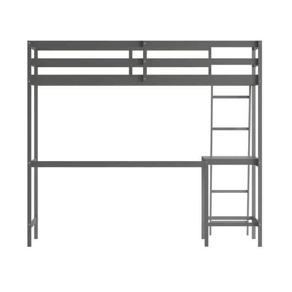 English Elm Riley Loft Bed Frame with Integrated Desk, Stylish Space-Saving Design for Kids and Teens' Rooms Light Gray Twin MH-LBD5-LGY-T-GG