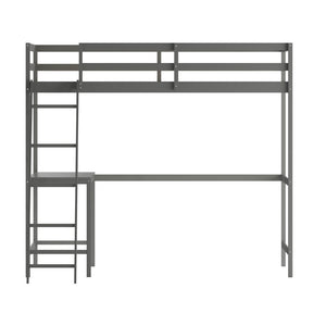 English Elm Riley Loft Bed Frame with Integrated Desk, Stylish Space-Saving Design for Kids and Teens' Rooms Light Gray Twin MH-LBD5-LGY-T-GG