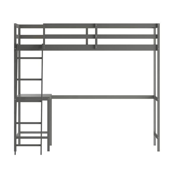 English Elm Riley Loft Bed Frame with Integrated Desk, Stylish Space-Saving Design for Kids and Teens' Rooms Light Gray Twin MH-LBD5-LGY-T-GG