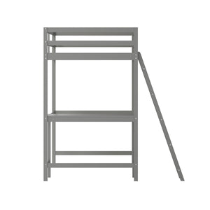 English Elm Riley Loft Bed Frame with Integrated Desk, Stylish Space-Saving Design for Kids and Teens' Rooms Light Gray Twin MH-LBD5-LGY-T-GG