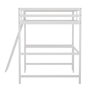 English Elm Riley Loft Bed Frame with Integrated Desk, Stylish Space-Saving Design for Kids and Teens' Rooms White Full MH-LBD5-WH-F-GG
