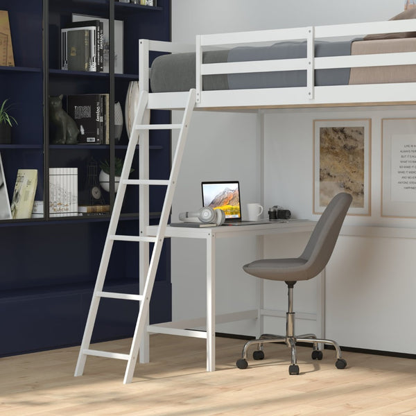 English Elm Riley Loft Bed Frame with Integrated Desk, Stylish Space-Saving Design for Kids and Teens' Rooms White Twin MH-LBD5-WH-T-GG