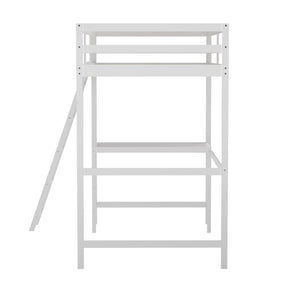 English Elm Riley Loft Bed Frame with Integrated Desk, Stylish Space-Saving Design for Kids and Teens' Rooms White Twin MH-LBD5-WH-T-GG