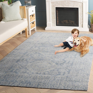 Safavieh Maharaja Exquisite Hand-loomed Area Rug For Elegant Living Spaces – Durable, Transitional Design Blue 80% Wool,20% Cotton Mhj302m-8