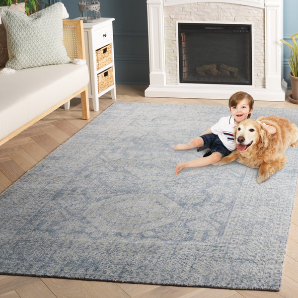 Safavieh Maharaja Exquisite Hand-loomed Area Rug For Elegant Living Spaces – Durable, Transitional Design Blue 80% Wool,20% Cotton Mhj302m-8