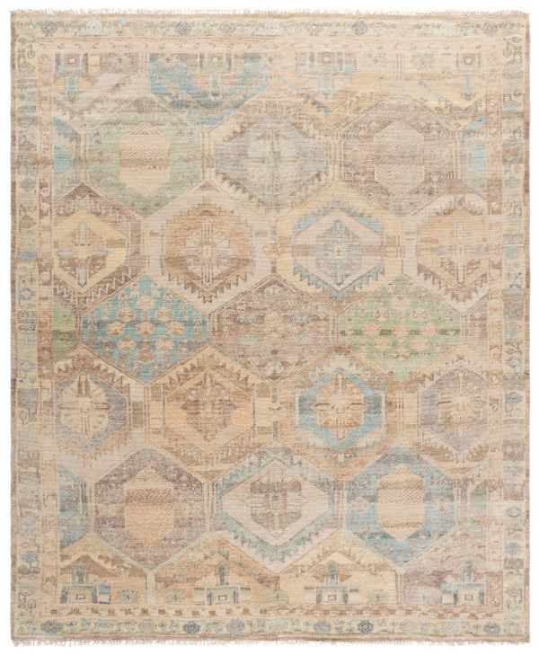 Safavieh Maharaja Hand Knotted Wool Area Rug Traditional Beige Blue Indoor Large Room 9'-0" x 12'-0" MHJ505B-9