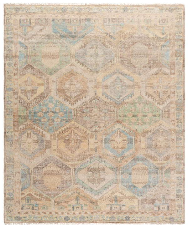 Safavieh Maharaja Hand Knotted Wool Area Rug Traditional Beige Blue Indoor Large Room 9'-0" x 12'-0" MHJ505B-9