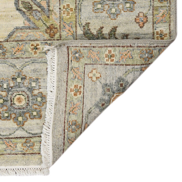 AMER Rugs Milano Caly MIL-10 Hand-Knotted Handmade Raw Handspun New Zealand Wool Traditional Medallion Rug Stone White 10' x 14'