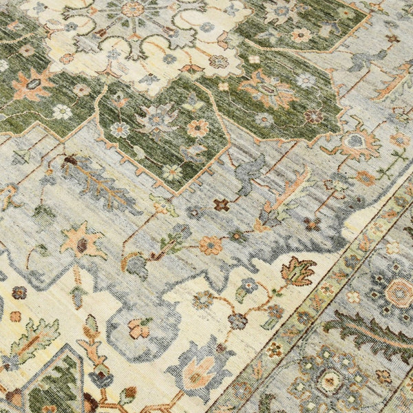 Amer Rugs Milano Classic Medallion Hand-knotted Area Rug In Luxurious New Zealand Wool For Elegant Décor Stone White Wool Mil100912