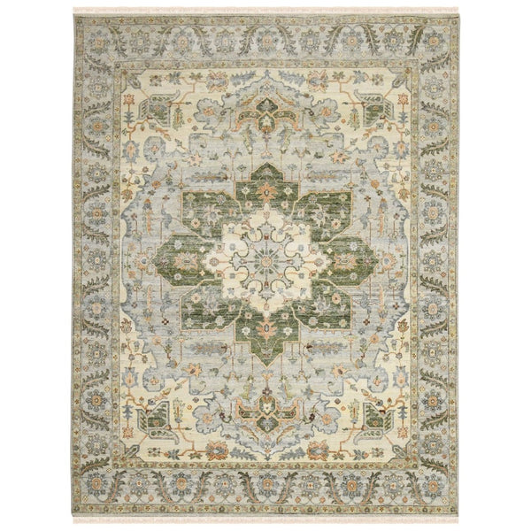 Amer Rugs Milano Classic Medallion Hand-knotted Area Rug In Luxurious New Zealand Wool For Elegant Décor Stone White Wool Mil100912