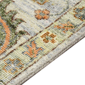 AMER Rugs Milano Caly MIL-10 Hand-Knotted Handmade Raw Handspun New Zealand Wool Traditional Medallion Rug Stone White 10' x 14'