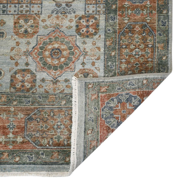 Amer Rugs Milano Classic Medallion Hand-knotted Area Rug In Luxurious New Zealand Wool For Elegant Décor Baby Blue,Carrot Wool Mil120912